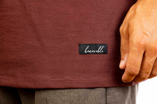 Just fun tee – (Burgundi con logo mostaza)